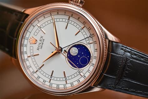 rolex moonphase gmt day month|rolex cellini moon phase.